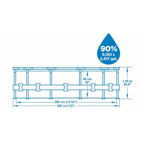 Piscina Fuori Terra Bestway Steel Pro Max 366x100 Cm Con Pompa FIltro A Cartuccia 2.006 L/H Con Scaletta 4 Piscina Fuori Terra Bestway Steel Pro Max 366x100 Cm Con Pompa FIltro A Cartuccia 2.006 L/H Con Scaletta - immagine 2