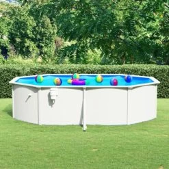 Piscina Con Pareti In Acciaio Ovale 490x360x120 Cm Bianca VidaXL -Bestway Italia 56059651 2