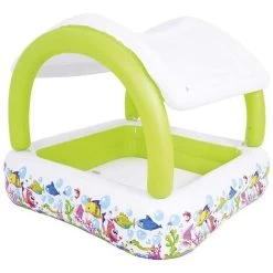 Jilong Piscina Gonfiabile Fuoriterra Giardino Con Tettoia Parasole Removbile 145x128cm