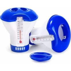 RHAFAYRE Diffusore Galleggiante Per Piscina Confezione Da 2 Diffusore Galleggiante Di Cloro Con Termometro A Flusso Regolabile E Tappo Di Chiusura Per Tutte Le Piscine, Spa, Acquari E Laghetti