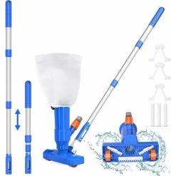 HIASDFLS Kit Aspirapolvere Per Piscina Aggiornato, Bacinella Per Aspirapolvere Portatile Con Spazzola, Borsa Per Foglie E Asta Da 40 Pollici Ideale Per Piscine Fuori Terra E Gonfiabili, Spa, Laghetti,