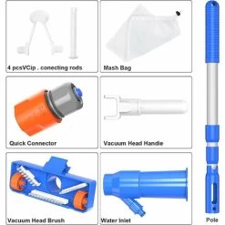 HIASDFLS Kit Aspirapolvere Per Piscina Aggiornato, Bacinella Per Aspirapolvere Portatile Con Spazzola, Borsa Per Foglie E Asta Da 40 Pollici Ideale Per Piscine Fuori Terra E Gonfiabili, Spa, Laghetti, -Bestway Italia 68571950 4