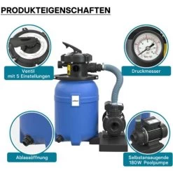 Wiltec Filtro A Sabbia 180 W Serbatoio Filtrante 14 L E Pompa Per Piscina Autoadescante 9.000 L/h -Bestway Italia 69645345 3