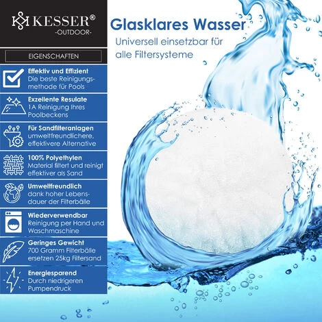 KESSER® Sfere Filtranti Polysphere Sistema Di Filtraggio A Sabbia 700g Per Sostituire 25 Kg Sabbia Filtrante Accessori Di Ricambio Per Filtro Piscina Sistema Di Filtri 700g (de) 4 KESSER® Sfere Filtranti Polysphere Sistema Di Filtraggio A Sabbia 700g Per Sostituire 25 Kg Sabbia Filtrante Accessori Di Ricambio Per Filtro Piscina Sistema Di Filtri 700g (de) - immagine 2