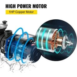 VEVOR Pompa Per Piscina 18000 L/H 1Hp 750W Dentro/Fuori Terra Pompa Di Circolazione Filtraggio -Bestway Italia 82818297 4