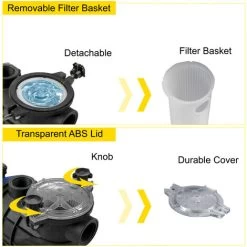 VEVOR Pompa Per Piscina 18000 L/H 1Hp 750W Dentro/Fuori Terra Pompa Di Circolazione Filtraggio -Bestway Italia 82818297 5