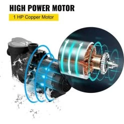 VEVOR Pompa Per Piscina 19200 L/H 1Hp 750W Dentro/Fuori Terra Pompa Di Circolazione Filtraggio -Bestway Italia 82818934 4