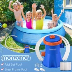 Monzana Pompa Per Piscina 1140, 2280, 3400, 3800 L/h Portata 15-90W Potenza Di Pompaggio Filtro A Cartuccia Impianto Filtrante 15Watt 195x160x160 Mm (de) -Bestway Italia 86723937 3