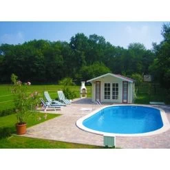 KIT PISCINA INTERRATA DIM 5.25 X 3.20 X 1.20 Mt OVALE KIT RONDO' STRUTTURA ACCIAIO + ACCESSORI