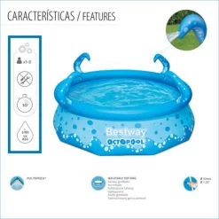 Piscina Gonfiabile Per Bambini Bestway OctoPool 274x76 Cm Con 4 Tentacoli Colore Blu Con Capacitá Di 3153 Litri -Bestway Italia 92776653 5
