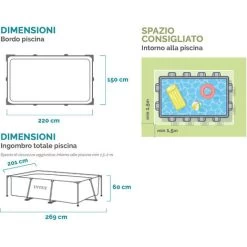PISCINA FUORI TERRA CON STRUTTURA METALLICA RETTANGOLARE INTEX 220x150x60 H -Bestway Italia 93958389 3