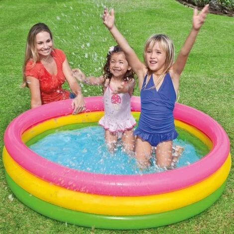 Trade Shop - Piscina Gonfiabile Per Bambini Arcobaleno A 3 Anelli Colorati 147 X 33 Cm 3 Trade Shop - Piscina Gonfiabile Per Bambini Arcobaleno A 3 Anelli Colorati 147 X 33 Cm