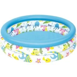 Bestway Piscina Rotonda Gonfiabile Fuoriterra Pesciolini Bambini Giardino 3 Anelli