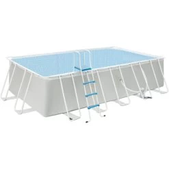 Outsunny Piscina Fuori Terra In Acciaio E PVC Rinforzato Con Filtro, 580x310x122cm, Grigio Chiaro