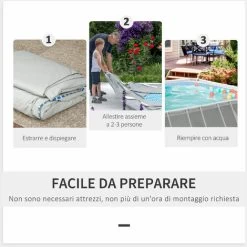 Outsunny Piscina Fuori Terra In Acciaio E PVC Rinforzato Con Filtro, 580x310x122cm, Grigio Chiaro -Bestway Italia 96085003 5
