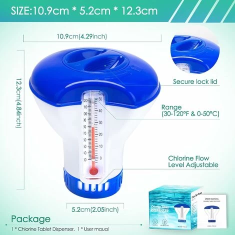 LITZEE Pezzi Di Ricambio Per Diffusore Di Cloro Per Frigorifero Mini Piscina Di Dosaggio Galleggiante Da 5 Pollici, Galleggiante Di Dosaggio, Galleggiante Per Compresse Di Cloro, Piscina Di Dosaggio G 4 LITZEE Pezzi Di Ricambio Per Diffusore Di Cloro Per Frigorifero Mini Piscina Di Dosaggio Galleggiante Da 5 Pollici, Galleggiante Di Dosaggio, Galleggiante Per Compresse Di Cloro, Piscina Di Dosaggio G - immagine 2