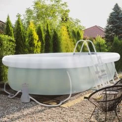 Outsunny Piscina Fuori Terra Con Telaio In Acciaio, Filtro E Scaletta Per 8 Persone, 540x304x106cm, Grigio -Bestway Italia 96925586 2