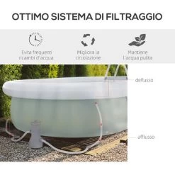 Outsunny Piscina Fuori Terra Con Telaio In Acciaio, Filtro E Scaletta Per 8 Persone, 540x304x106cm, Grigio -Bestway Italia 96925586 4