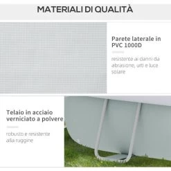 Outsunny Piscina Fuori Terra Con Telaio In Acciaio, Filtro E Scaletta Per 8 Persone, 540x304x106cm, Grigio -Bestway Italia 96925586 5