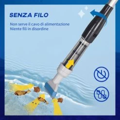 Outsunny Aspirapolvere Per Piscina Portatile E Cordless Con Asta A 3 Livelli, Ø6x106-162 Cm, Blu E Bianco -Bestway Italia 96925676 4