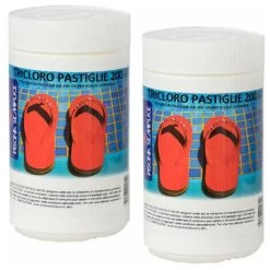 Pastiglie Cloro 4 Azioni Multifunzione - 1kg X2 - Pulizia Acqua Piscina Clorante